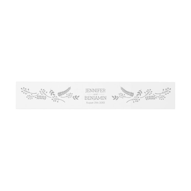 Modern Gray Foliage Invitation Belly Band (Flat)