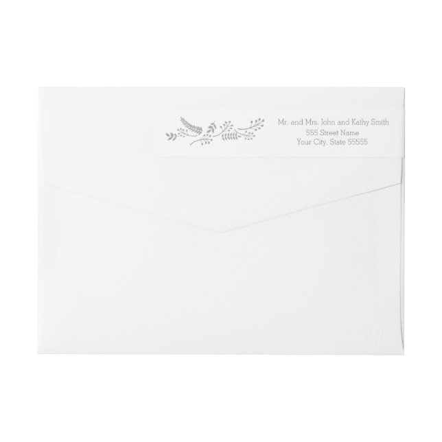 Modern Gray Foliage Return Address label (Back)