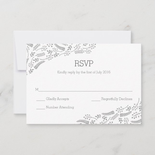 Modern Gray Foliage RSVP Card (Front)
