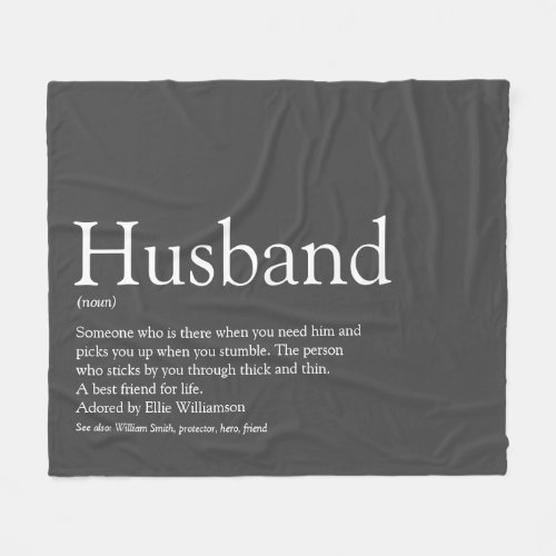 Modern Gray Fun Husband Definition Fleece Blanket