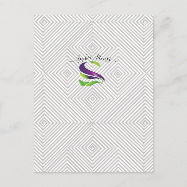 Modern Gray Geometric Diamond Line Pattern Custom  Postcard (Front)
