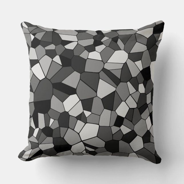 Modern Gray Geometric Mosaic Throw Pillow (Front)