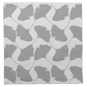 Modern Gray Ginkgo Biloba Falling Leaves Grey Cloth Napkin