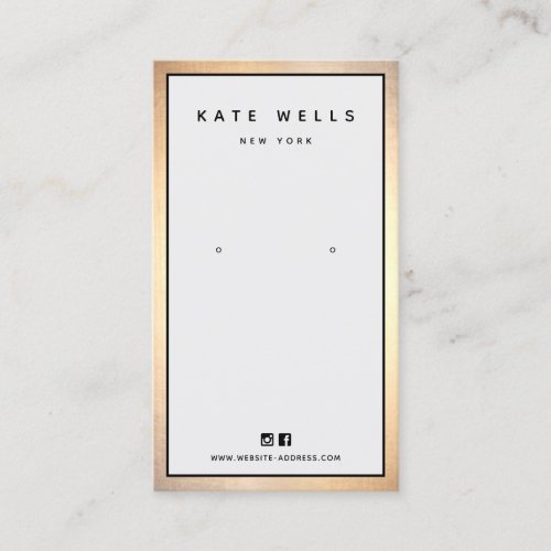 Modern Gray Gold Border Earring Display Holder Business Card