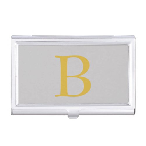 Modern Gray Gold Color Monogram Add Name Initial Business Card Case