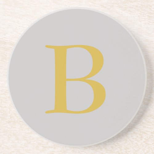 Modern Gray Gold Color Monogram Add Name Initial Coaster