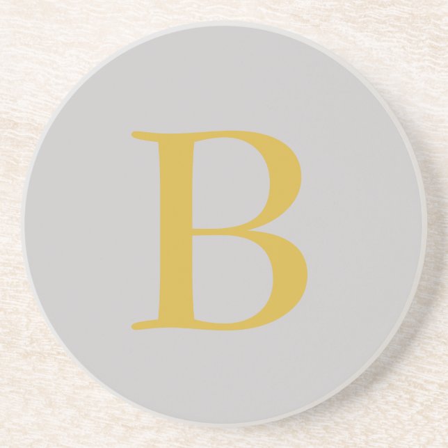 Modern Gray Gold Color Monogram Add Name Initial Coaster (Front)