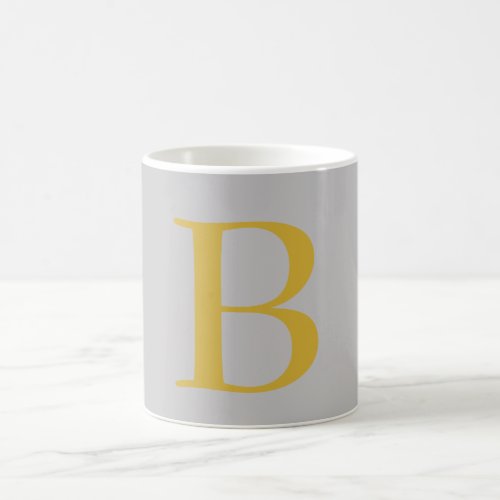 Modern Gray Gold Color Monogram Add Name Initial Coffee Mug