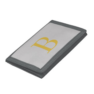 Modern Gray Gold Color Monogram Add Name Initial Tri-fold Wallet