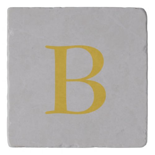 Modern Gray Gold Color Monogram Add Name Initial Trivet