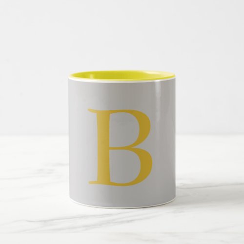 Modern Gray Gold Color Monogram Add Name Initial Two_Tone Coffee Mug