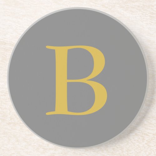 Modern Gray Gold Color Monogram Add Name Initials Coaster