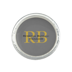 Modern Gray Gold Color Monogram Add Name Initials Ring