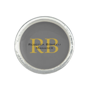Modern Gray Gold Color Monogram Add Name Initials Ring