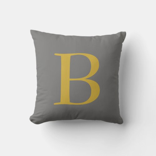 Modern Gray Gold Color Monogram Add Name Initials Throw Pillow