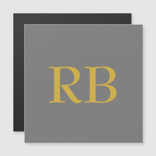 Modern Gray Gold Color Monogram Initials (Front/Back)