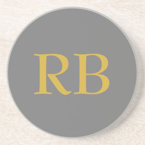 Modern Gray Gold Color Monogram Initials Coaster