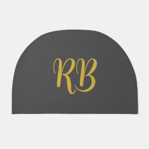 Modern Gray Gold Color Monogram Initials Doormat