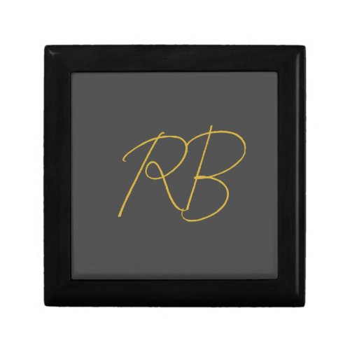Modern Gray Gold Color Monogram Initials Gift Box