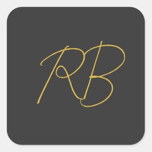 Modern Gray Gold Color Monogram Initials Square Sticker