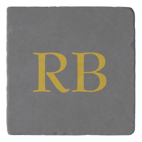 Modern Gray Gold Color Monogram Initials Trivet