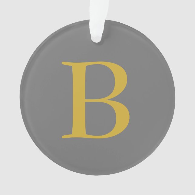 Modern Gray Gold Color Monogram Name Initial Ornament (Front)