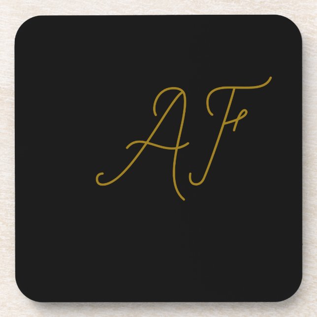 Modern Gray Gold Monogram Initials Design Beverage Coaster (Front)