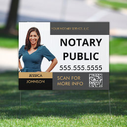 Modern Gray &amp; Gold Notary Marketing Outdoor Yard Sign