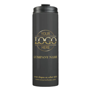 Modern Gray Gold Promotional Company Business Logo Thermal Tumbler