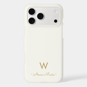 Modern Gray Gold Script Monogram iPhone 17 Pro Max Case