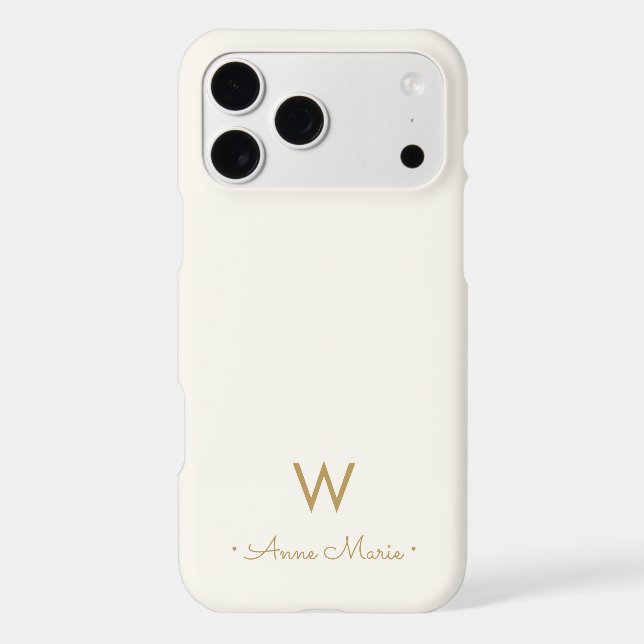 Modern Gray Gold Script Monogram Case-Mate iPhone Case (Back)