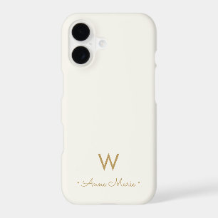 Modern Gray Gold Script Monogram iPhone 17 Case