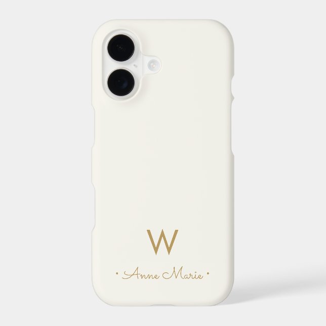 Modern Gray Gold Script Monogram Case-Mate iPhone Case (Back)