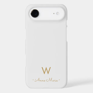 Modern Gray Gold Script Monogram iPhone 17 Air Case