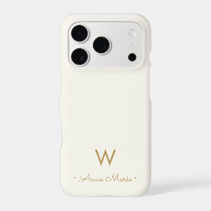 Modern Gray Gold Script Monogram iPhone 17 Pro Case