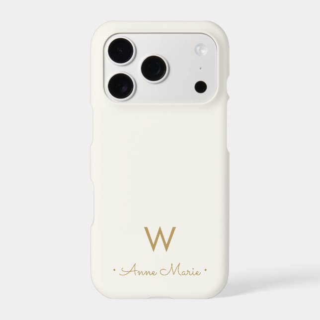 Modern Gray Gold Script Monogram Case-Mate iPhone Case (Back)