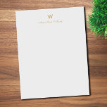 Modern Gray Gold Script Monogram Letterhead<br><div class="desc">A modern,  elegant monogram design with gold handwritten minimalist script typography and sans serif block typography on an elegant pale pastel gray background. The monogram and name can be easily personalized.</div>