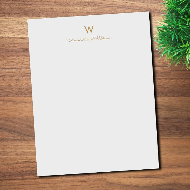 Modern Gray Gold Script Monogram Letterhead (Creator Uploaded)