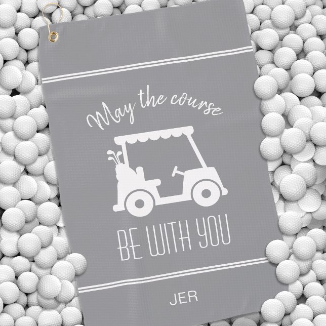 Modern Gray Golf Cart Monogrammed Golfer Cute    Towel (Creator Uploaded)