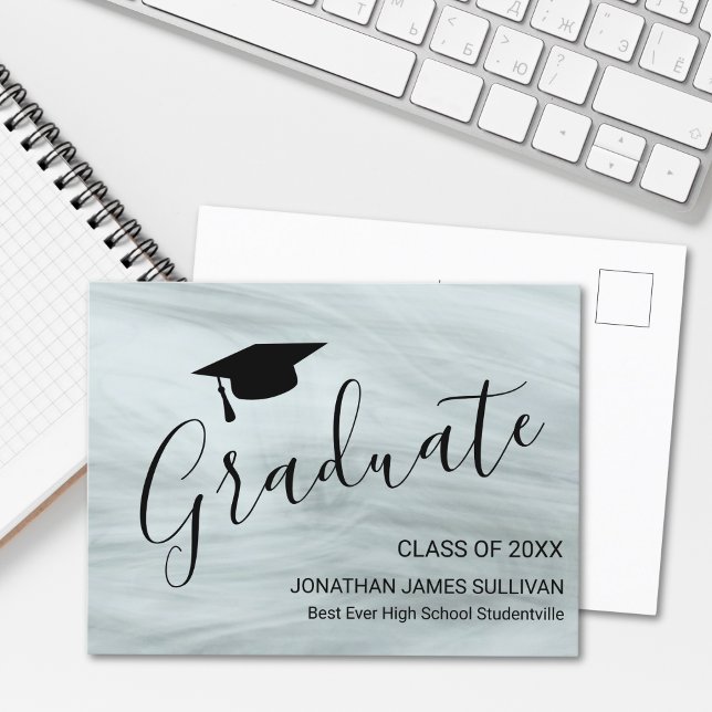 Modern Gray Graduation Announcement Postcard (Creator Uploaded)
