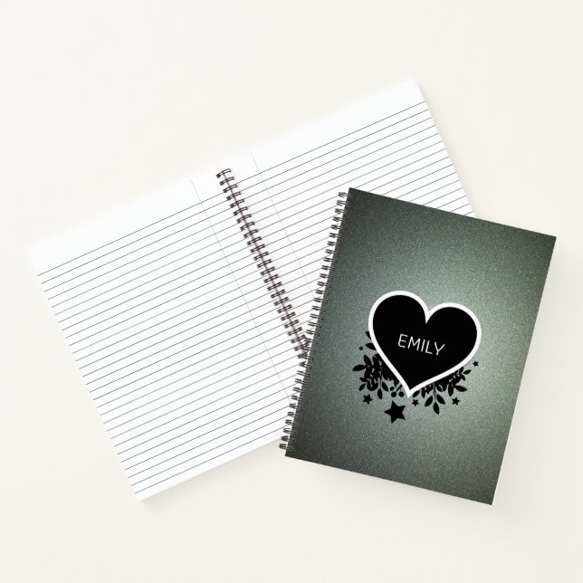 Modern Gray Green Glitter Notebook (Inside)