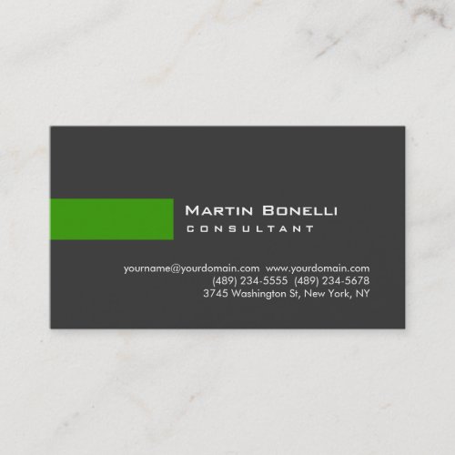 Modern Gray Green Simple Consultant Business Card