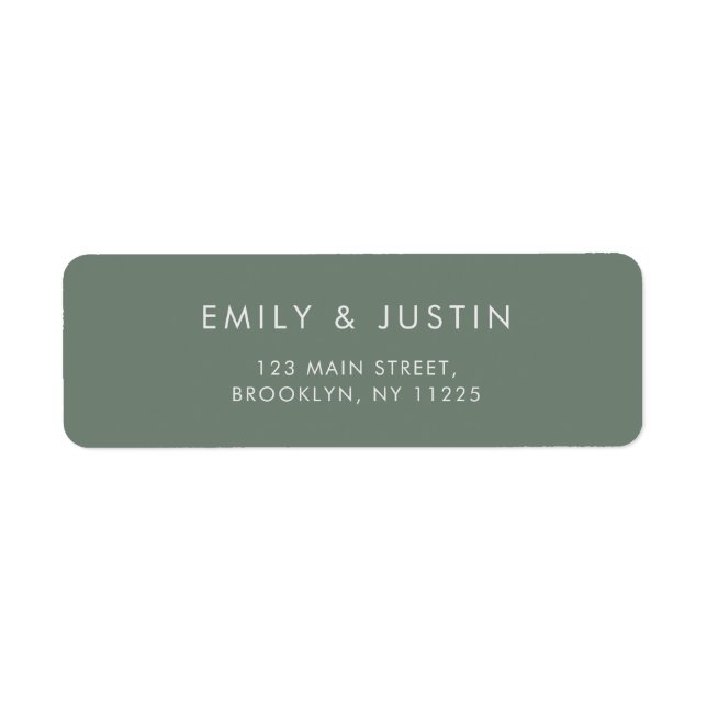 Modern Gray Green Wedding Address Label (Front)
