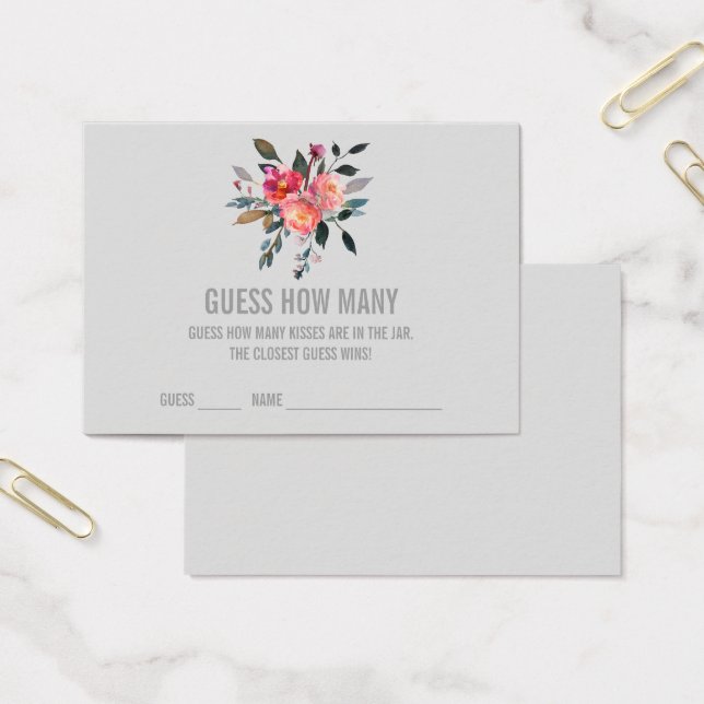 Modern Gray Guess How Many Kisses Game Cards (Office)