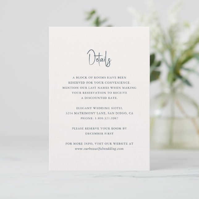 Modern Gray Handwritten Script Elegant Wedding Enclosure Card (Standing Front)