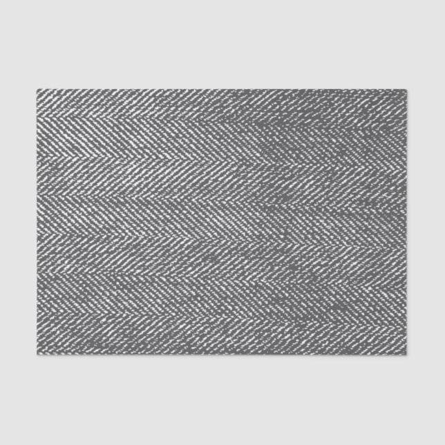 Modern Gray Herringbone Pattern Tissue Paper (Front)