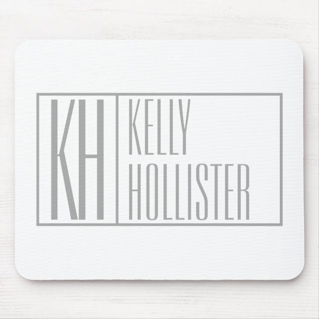 Modern Gray Initials & Name Logo Mouse Pad (Front)