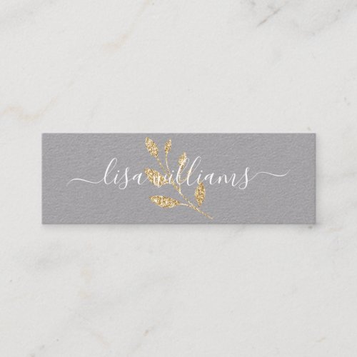 Modern gray kraft white chic gold glitter elegant mini business card