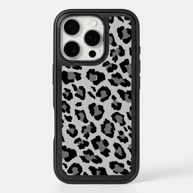 Modern Gray Leopard Cheetah Animal Print Pattern Otterbox iPhone Case (Back)