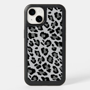 Modern Gray Leopard Cheetah Animal Print Pattern OtterBox iPhone 14 Case